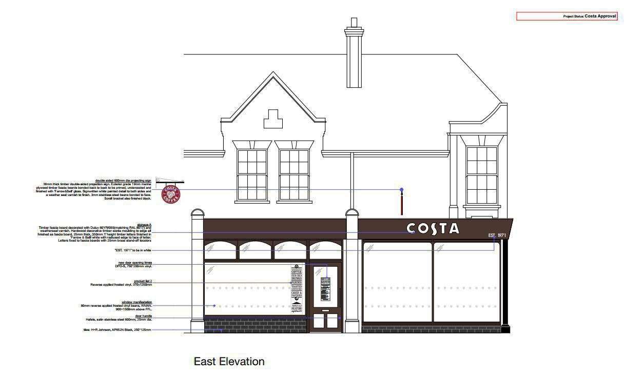 New designs for the Costa Coffee in Sandwich