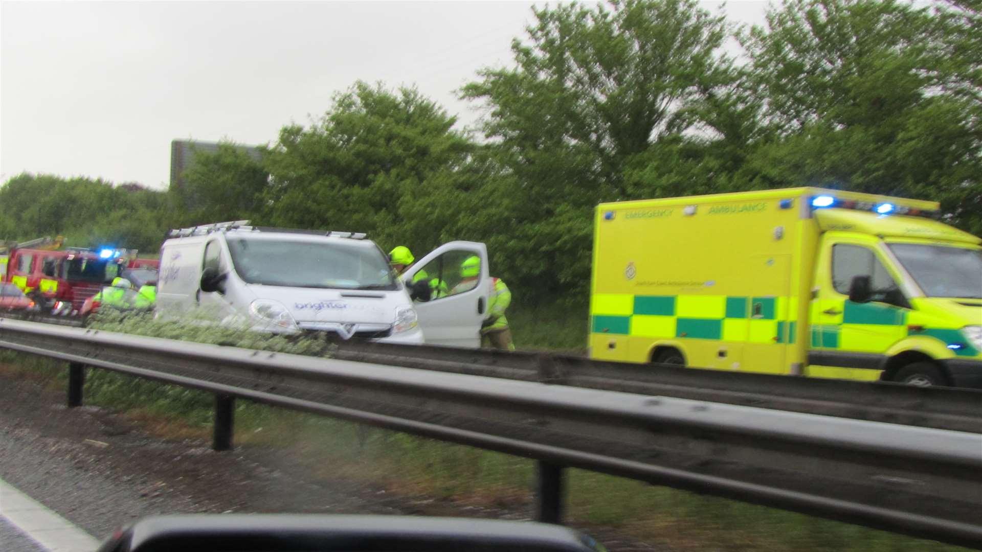 Emergency crews at the scene of the accident on the M2 London bound this morning