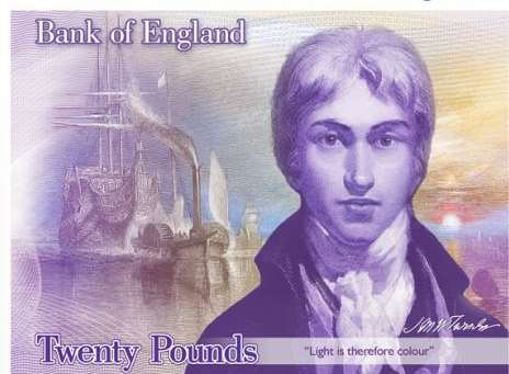 JMW Turner is to be represented on the next £20 note