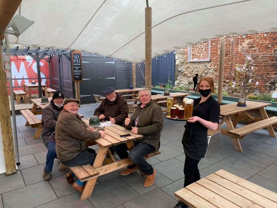 The first customers of the year at the Dolphin last Monday