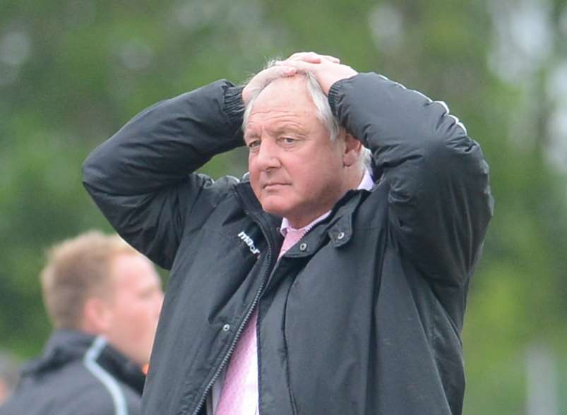 Neil Cugley's expression says it all as Folkestone head for another play-off final defeat Picture: Gary Browne
