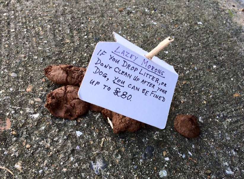 The note was left in dog mess in Sheerness