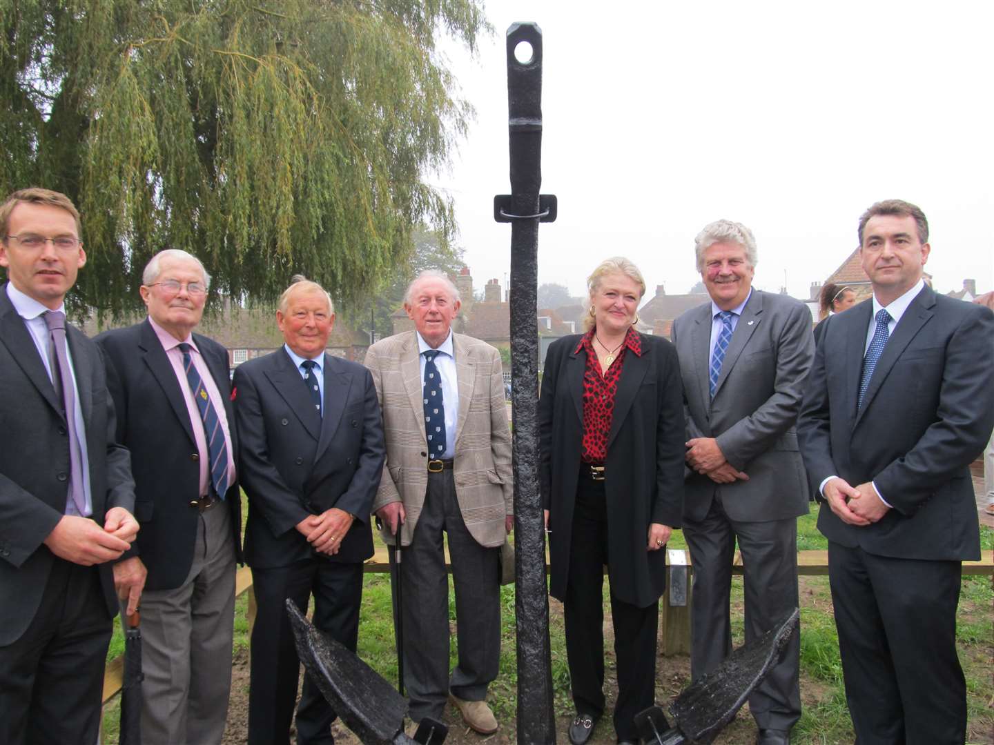 Showing off the historic anchor found by Environment Agency workers