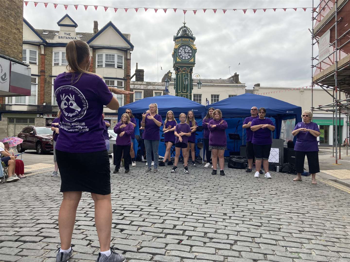 Becki Breiner and the Sheppey Song Signing Choir at Free Music Friday in Sheerness Broadway