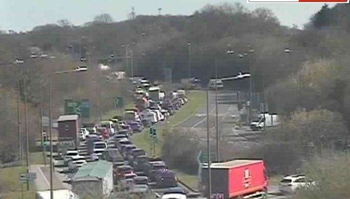Traffic is building on Blue Bell Hill. Picture: Kent Highways