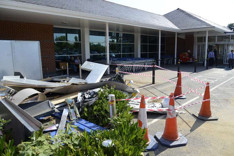 A section of the Tesco car park was cordoned off after a ram-raid. Picture: Martin Apps