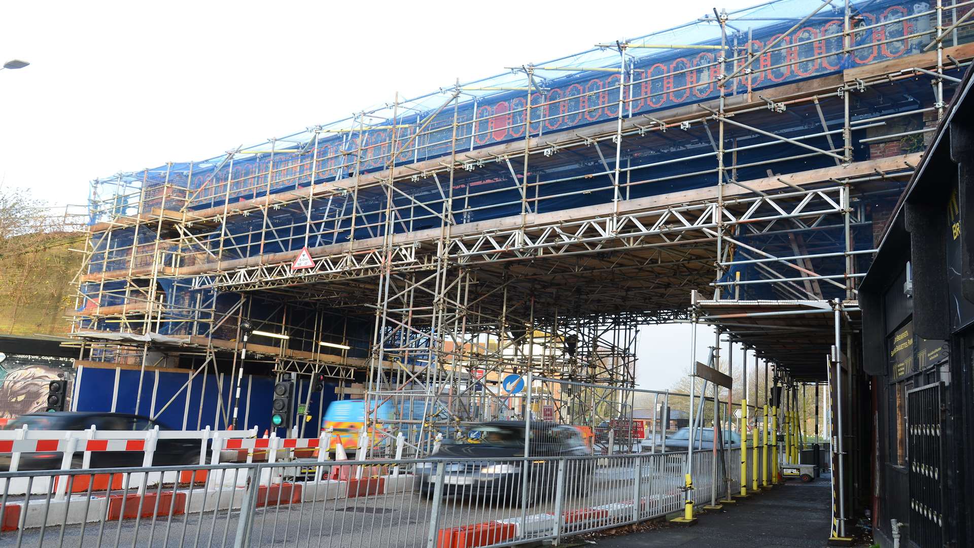The bridge was cluttered with scaffolding for best part of seven months. Picture: Gary Browne