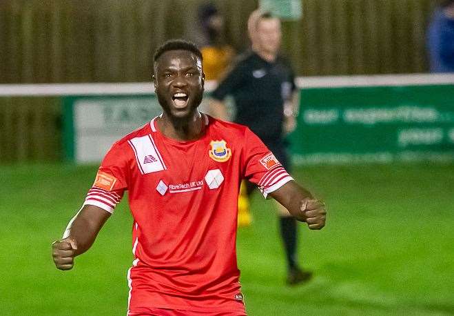 Kemo Darboe is happy with the win. Picture: Les Biggs