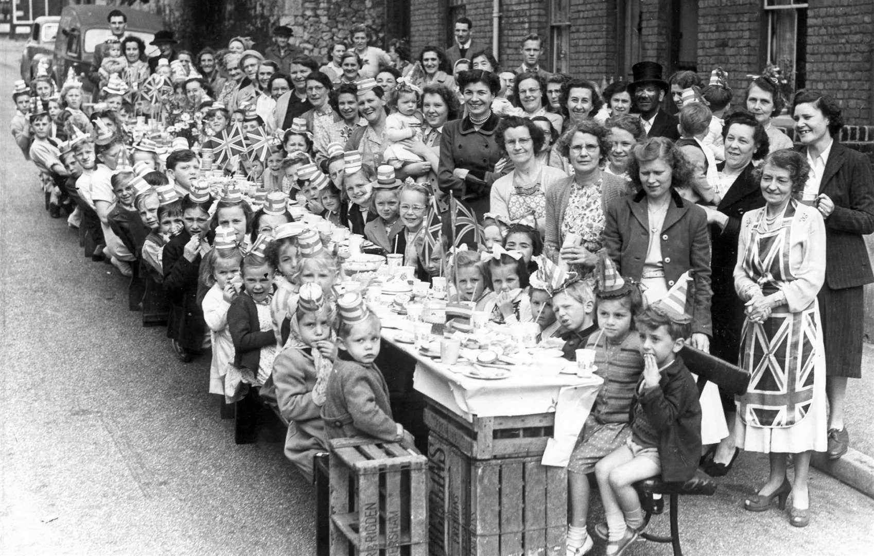 Wooden pallets and boxes were used in Perryfield Street, Maidstone to make a table for children