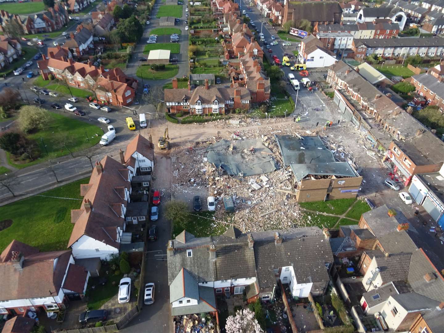 Drone image shows the damage in New Ferry, Wirral. Picture: Merseyside Police. (19982557)