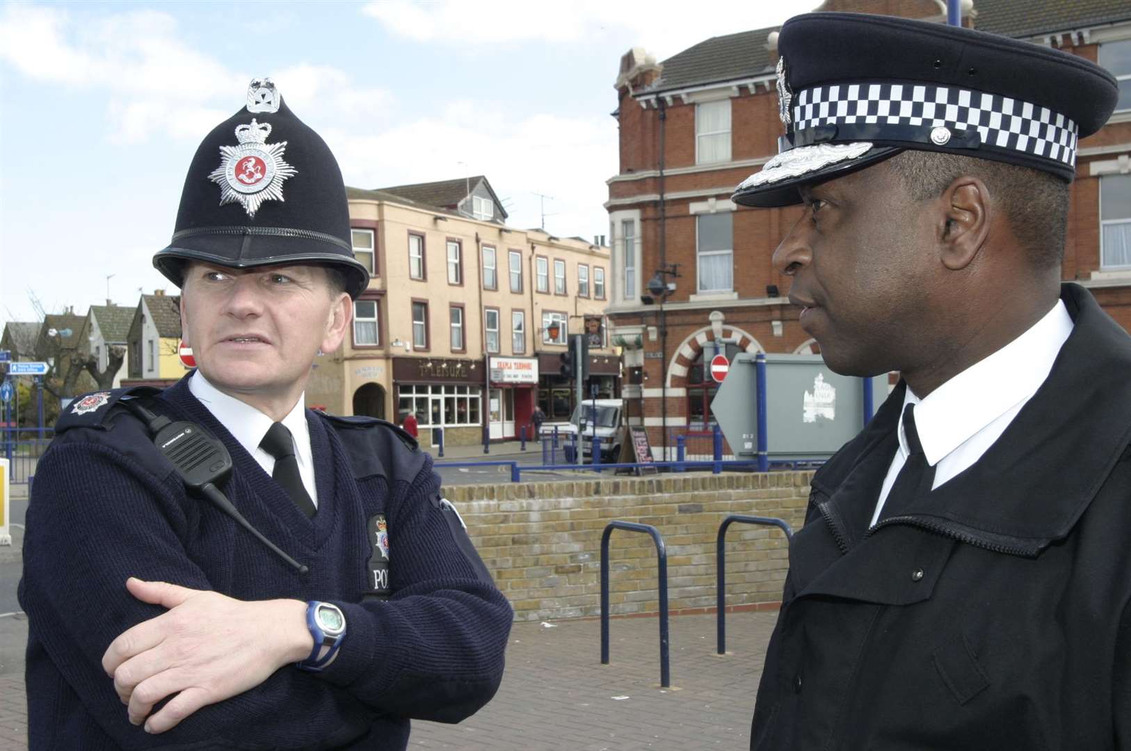 As Kent Chief Constable, Michael Fuller goes on patrol with one of his officers, PC Bob Fursley, in Sheerness