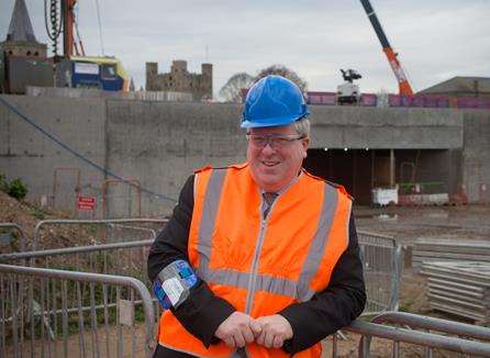 Transport secretary Patrick McLoughlin at the site of the new Rochester Station