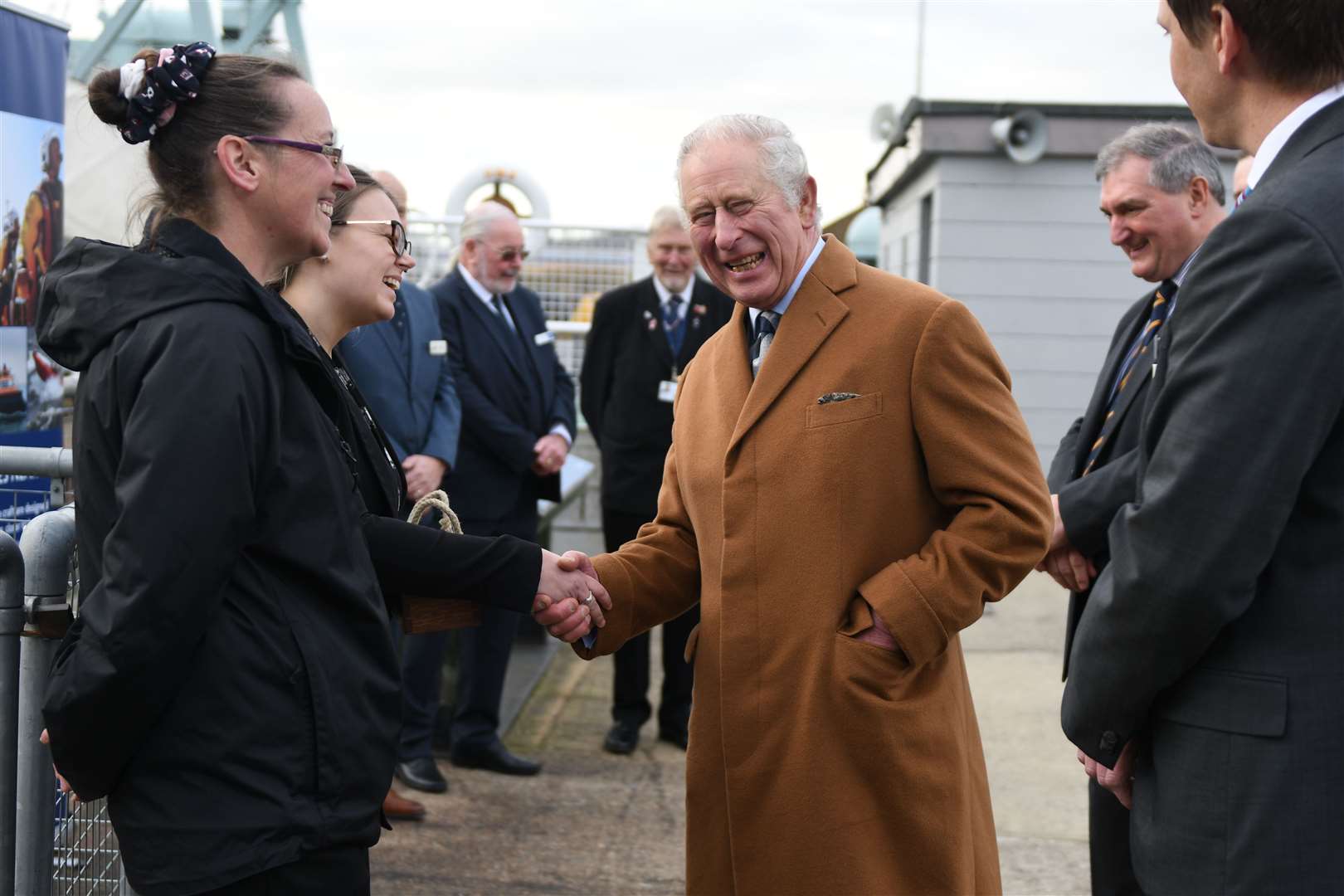 The Prince of Wales receives a gift of dockyard honey. Picture: Barry Goodwin