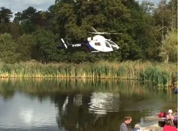 The air ambulance has landed at Bedgebury National Pinetum near Goudhurst. Picture:Robert Eden