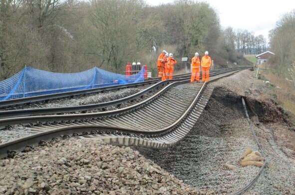 One of several landslips during bad weather that delayed Southeastern trains