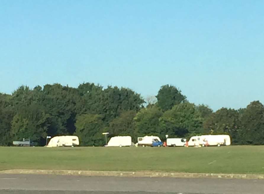 Travellers pitch up at Allington. Picture: @castlecolts