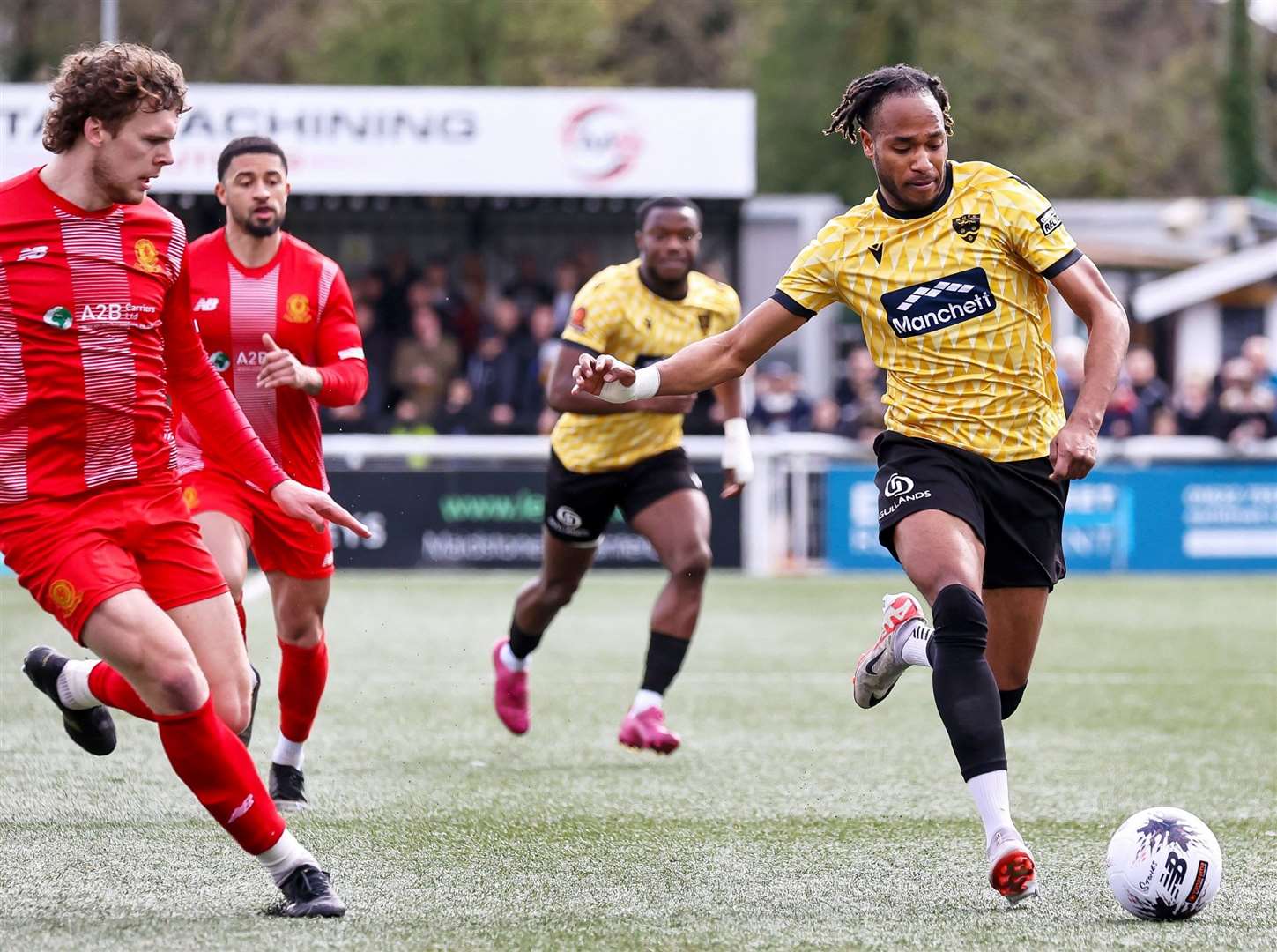 Lamar Reynolds in possession for Maidstone. Picture: Helen Cooper