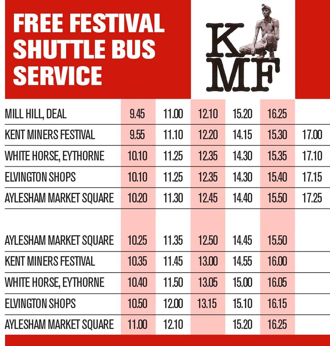 The bus to the Kent Miners Festival is free but spaces are limited