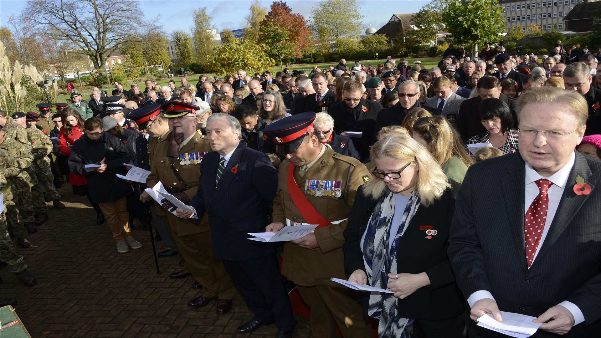 Hundreds gathered in the neighbouring Memorial Gardens for the Remembrance Sunday service in November