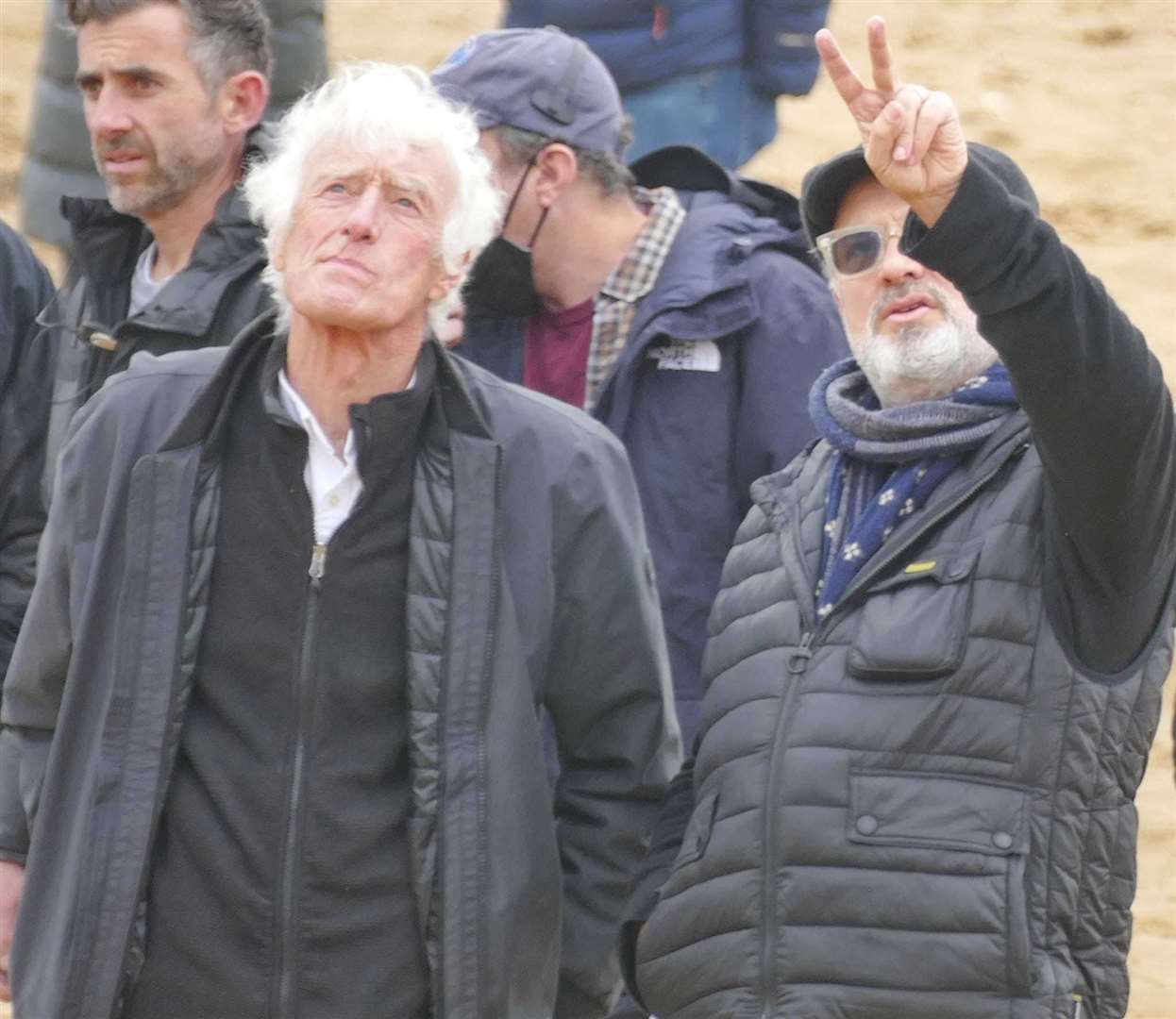 Roger Deakins and Sam Mendes survey the scene on Margate seafront. Picture: Frank Leppard