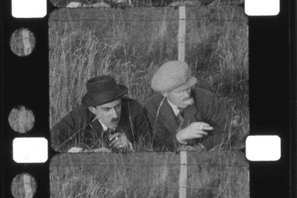 Count Zborowski (left) with Clive Gallop aboard a train on the tracks at Higham Park