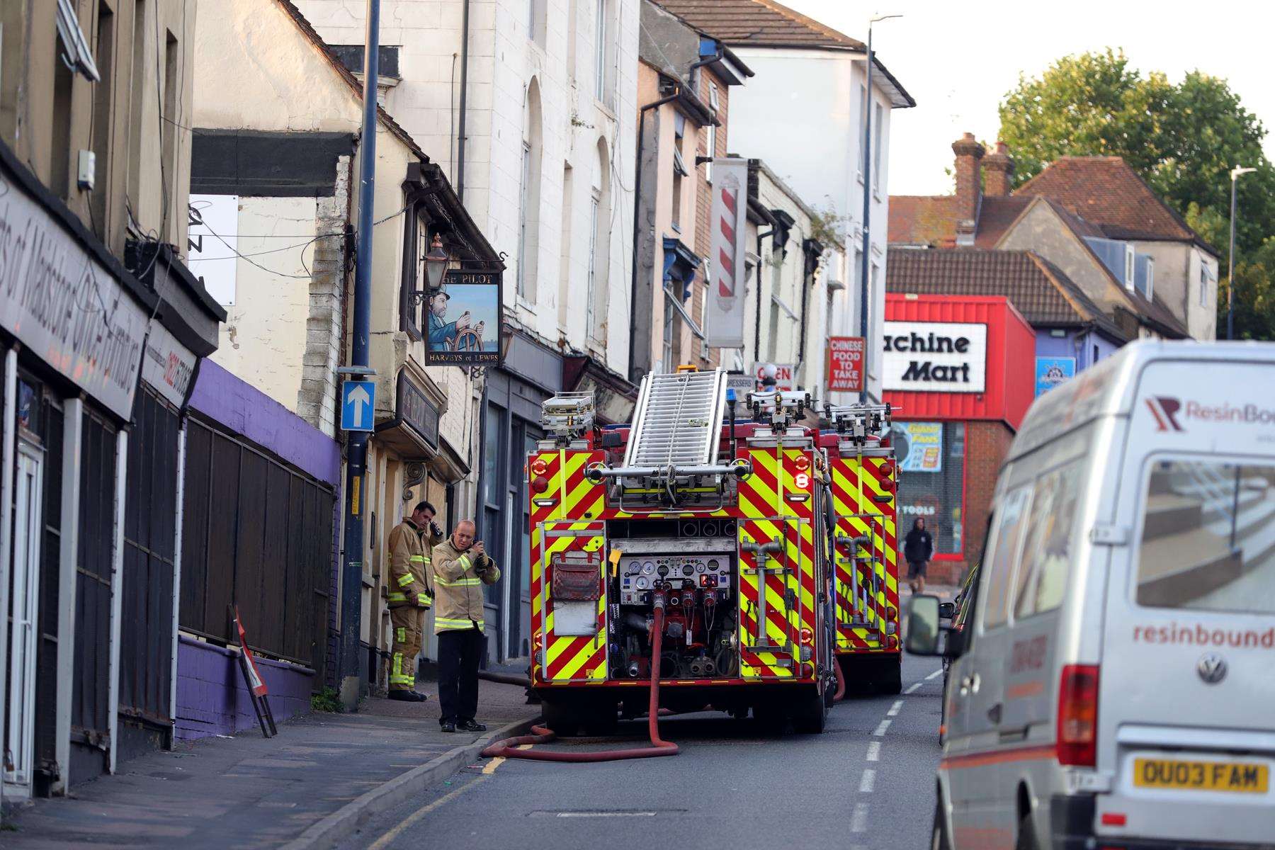 Fire engines outside The Pilot in Upper Stone Street, Maidstone. Photo: Keith Thompson (3160344)