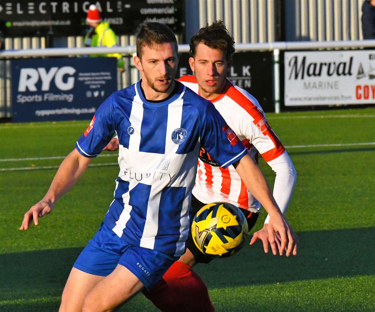 Herne Bay forward Kane Rowland – was among the goals in last weekend’s 3-0 victory at Lancing. Picture: Marc Richards