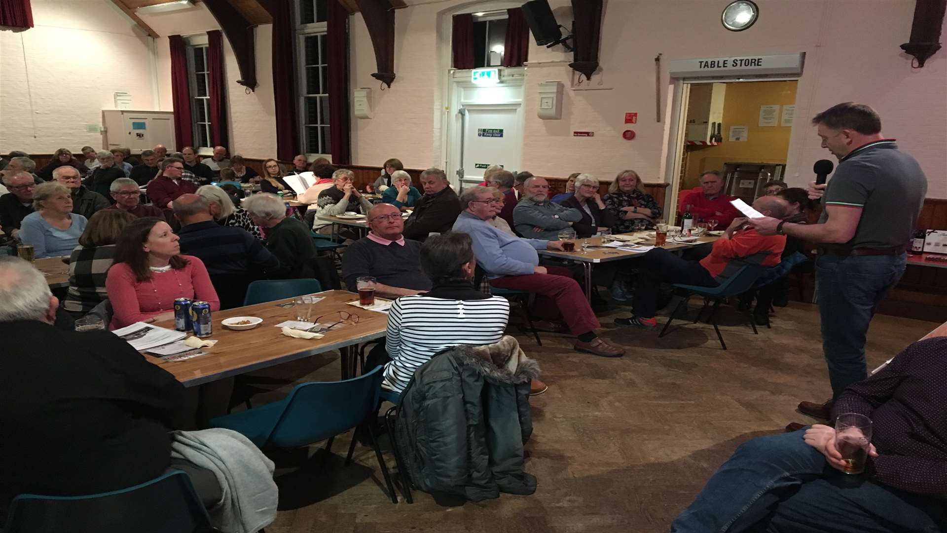 Ash resident Russ Timpson addressing villagers at last Friday's fundraising evening