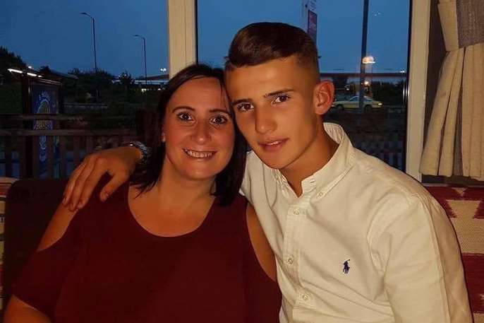 Aaron Timson and his mum Claire Russell