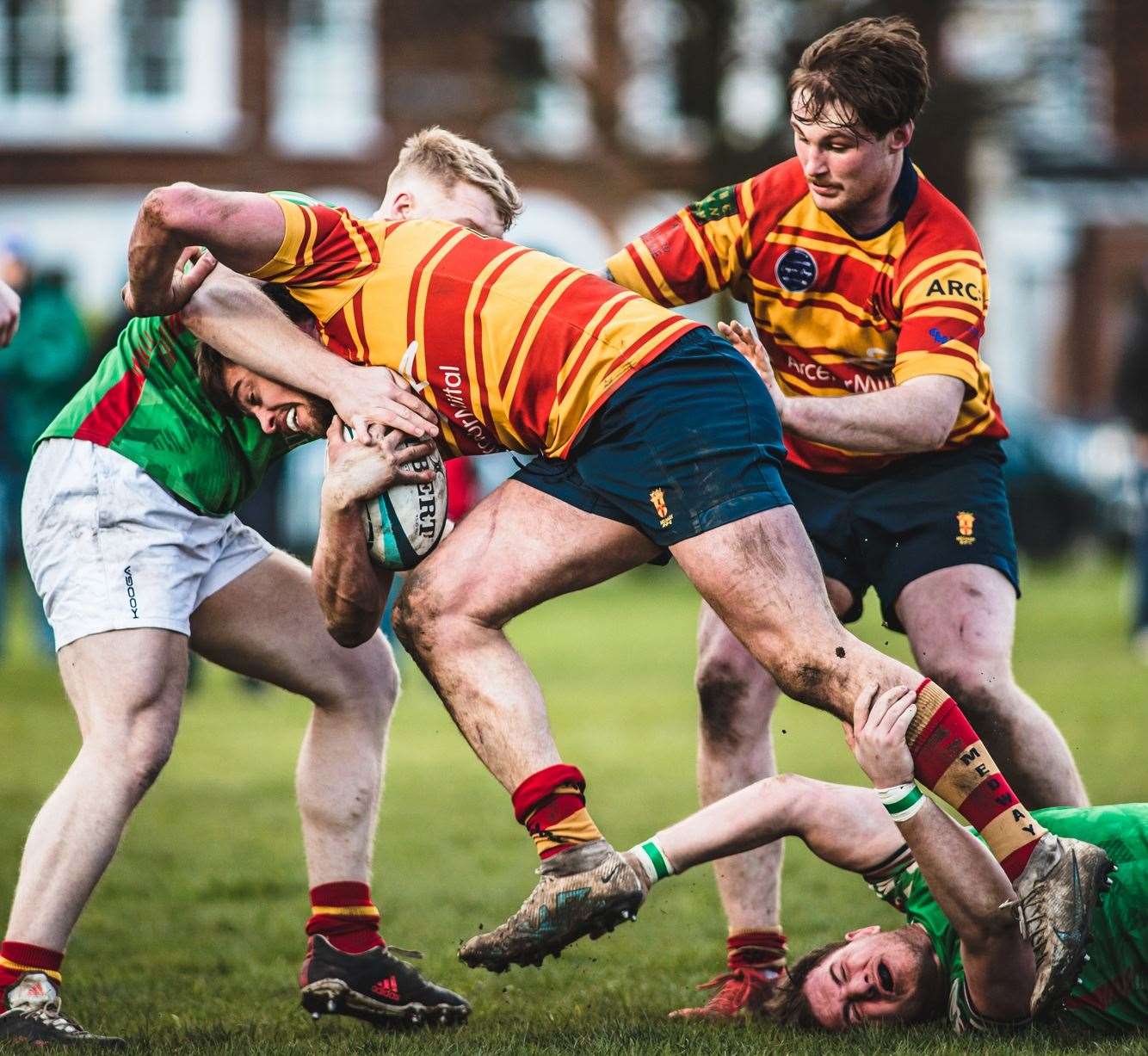 Max Bullock at the heart of the action for Medway at Battersea Ironsides. Picture: Jake Miles Sports Photography