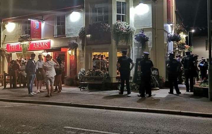 Police descend on the Port Arms in Deal