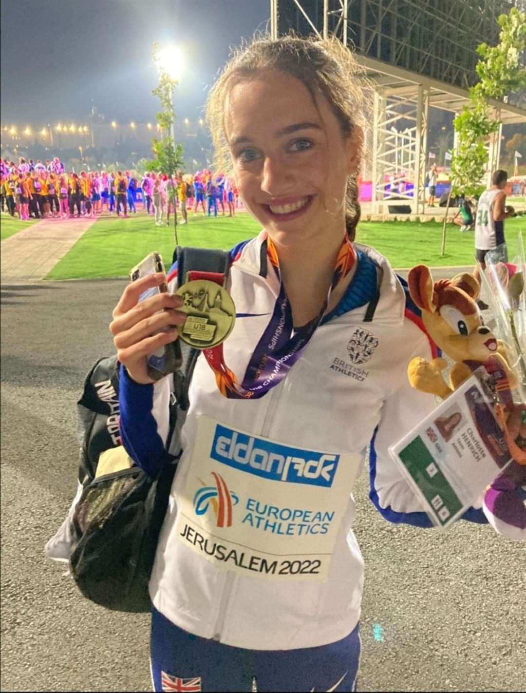 European Under-18 400m champion Charlotte Henrich with her gold medal in Jerusalem