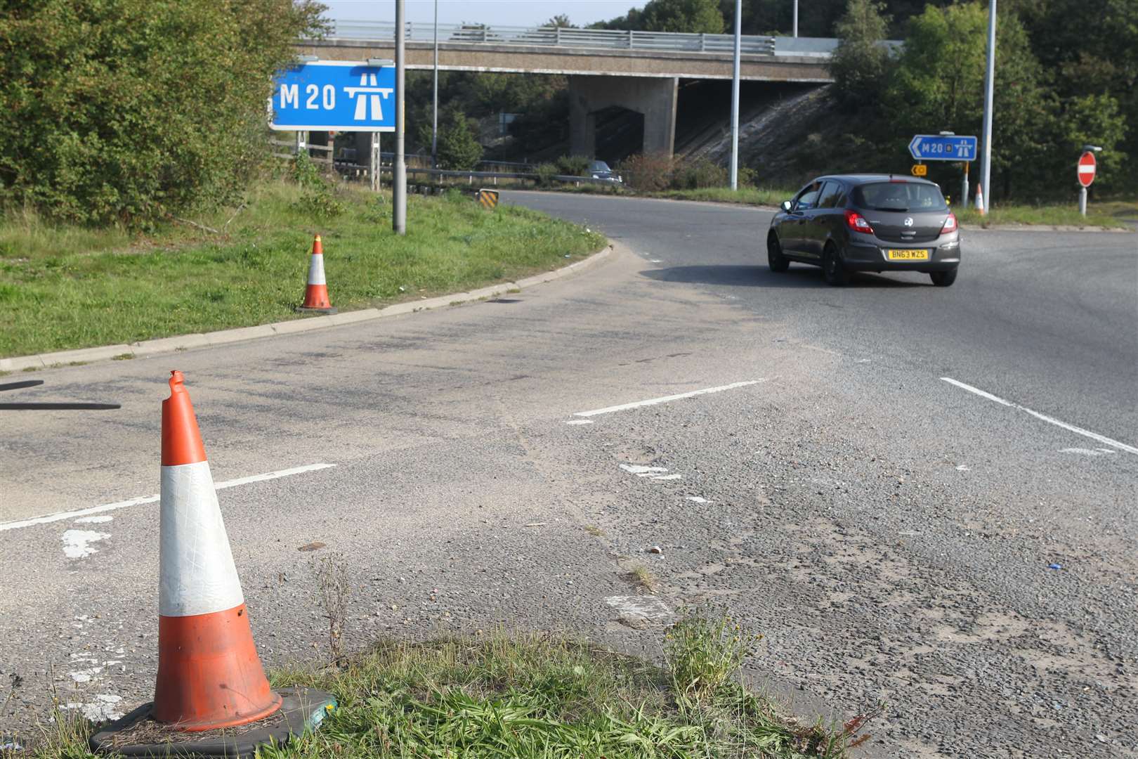 The scene of the accident, near the Ashford road on the approach to the M20 motorway. Picture: John Westhrop