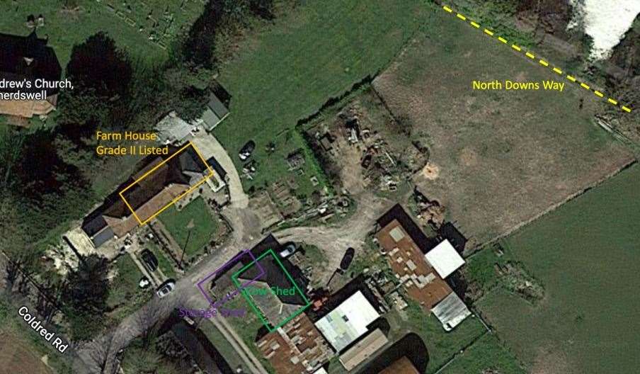 Location of the farm house and cow shed. Picture: Michael and Claire Fry