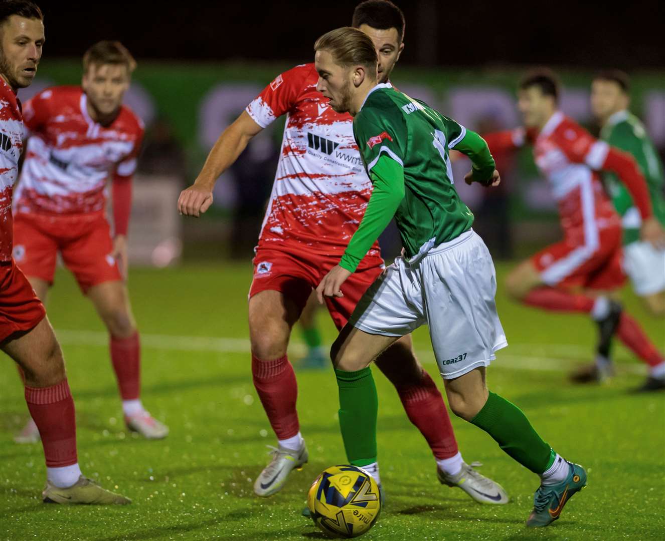 Ashford new boy Bradley Ryan in action against Ramsgate. Picture: Ian Scammell