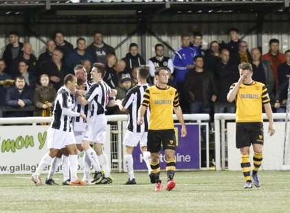 Frustration for Maidstone after falling behind from the spot Picture: Matthew Walker