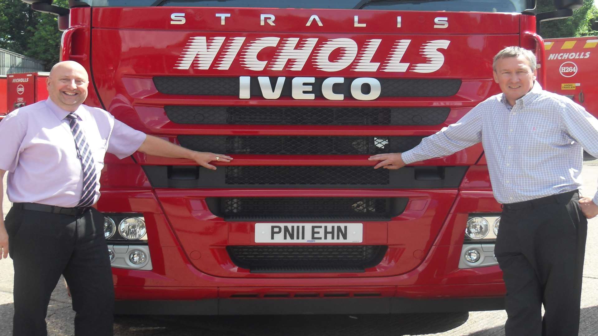 Nicholls Transport, owned by managing director Paul Nicholls, right, has half its fleet affected by Operation Stack