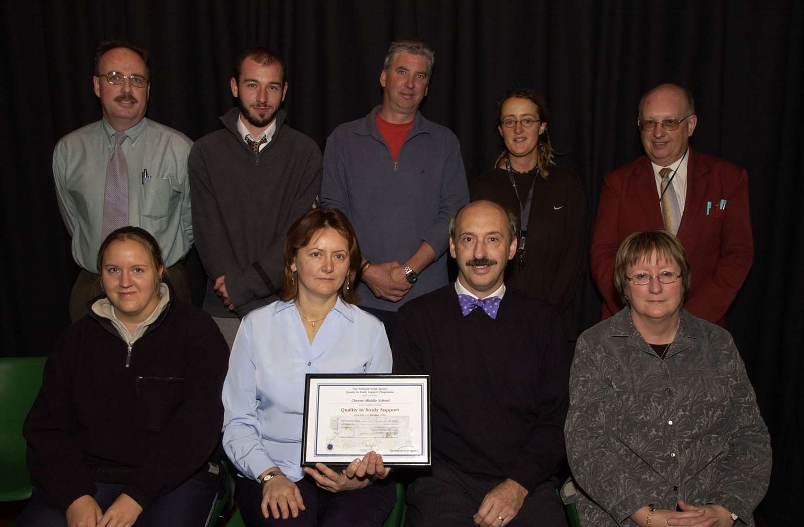 Graham Redman, back right, who organised a computer club, with other teachers who ran after-school activities at Cheyney Middle School, Sheerness. Also in the picture: Paul Murray (Quad group and youth action); Mark Kline (short tennis); Dave Crompton ( pop stars); Catherine "CJ" Jones (pop stars and percussion); Linda Groom (trampolining); Vida Montrimaite (handycrafts); Paul Evans (choir and orchestra) and Judy Foggo (art). Picture: Andy Payton