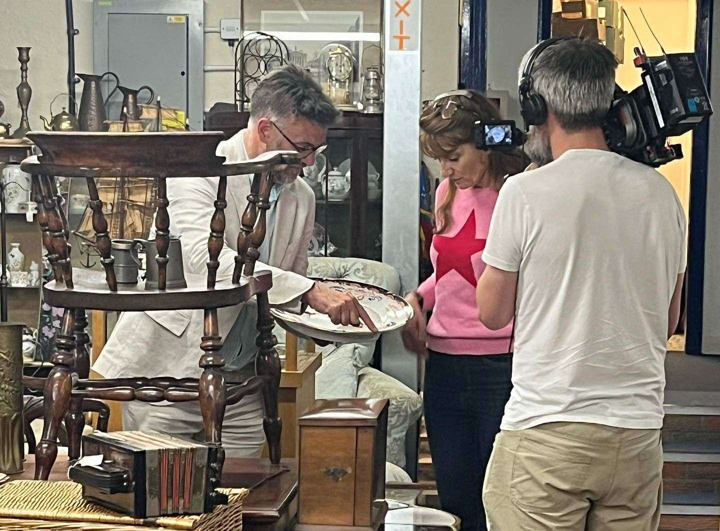 Cast and crew spent three hours filming at the store. Picture: Debbie Sargeant