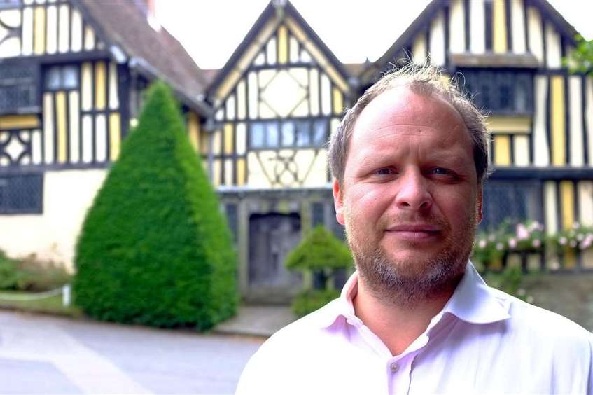 Chairman Alex Durtnell at Poundsbridge Manor in Penshurst, the oldest surviving house built by his firm in 1593