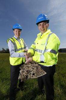 Aesica’s Jeremy Tidmarsh, left, with Christopher Rand who are involved in the site expansion at Queenborough.
