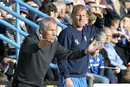Manager Peter Taylor and his assistant John Schofield will be hoping Gills keep their shape against Coventry Picture: Barry Goodwin