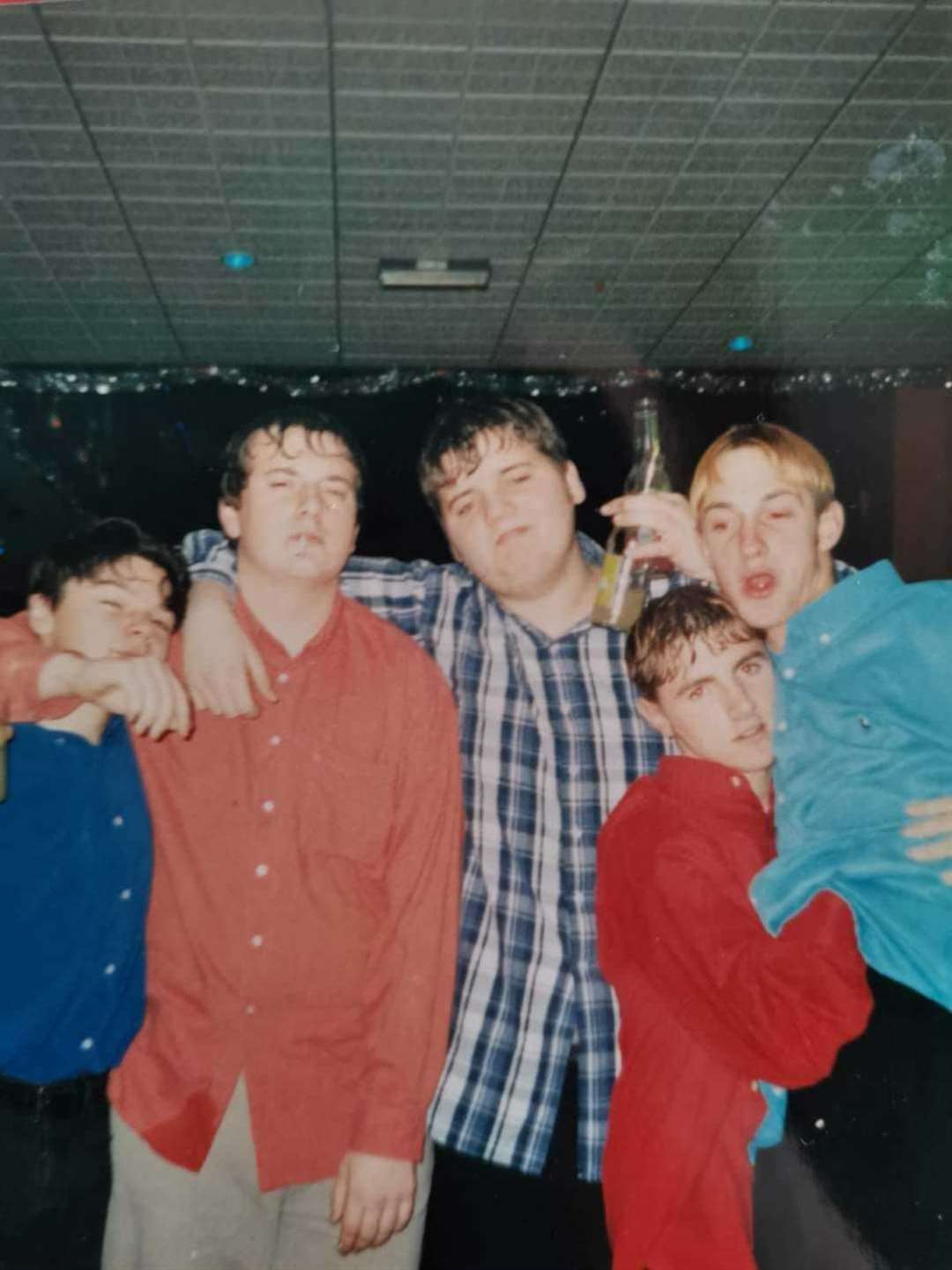 Sam Jacobs with pals at JJ's in Sittingbourne in 1997. Picture: Sam Jacobs