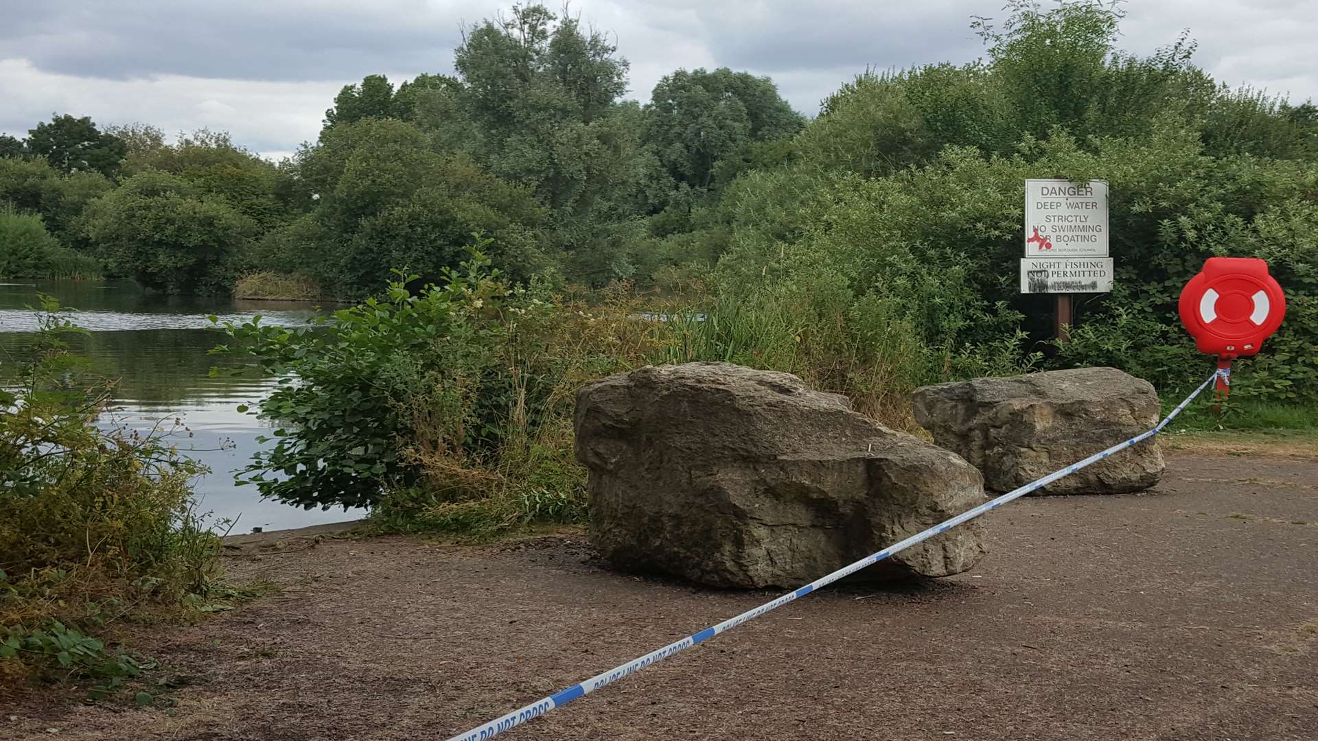 An area of the lake has been cordoned off