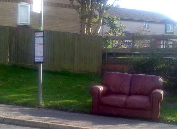 The sofa dumped next to a bus stop in Dover