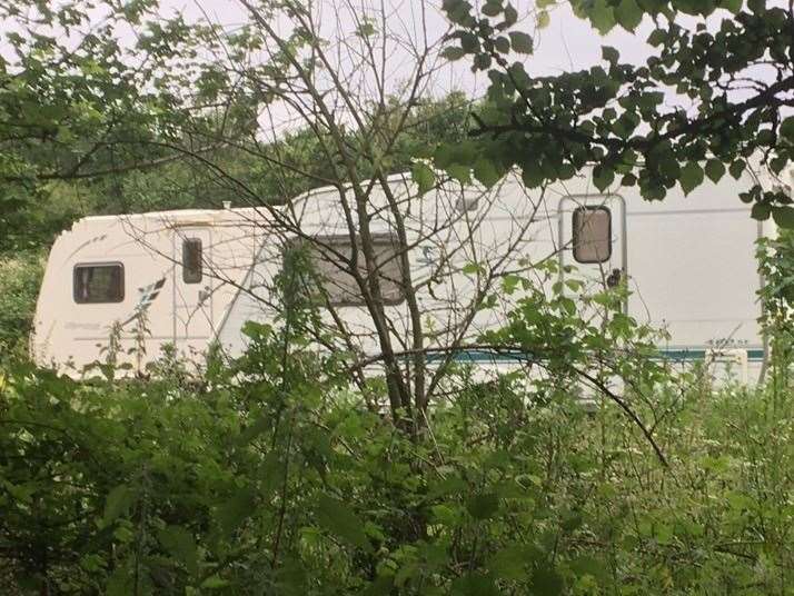 A caravan on the site off Birling Road, Leybourne, went up in flames in the early hours of the morning
