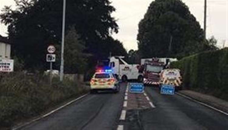 Emergency services at the A2 lorry crash near the Tuck Inn cafe, Newington, Sittingbourne. Picture: Gary Pinky (16497211)