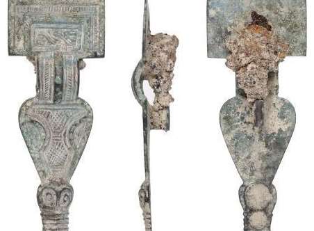 A silvered and gilt copper-alloy Frankish square-headed brooch