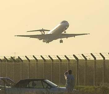 Planes take off from Kent International Airport. Picture: PAUL DENNIS