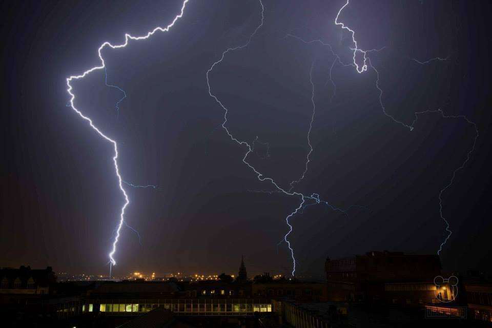 Lightning illuminates the sky over Gravesend town centre, captured by Dusty 'Defjam'.